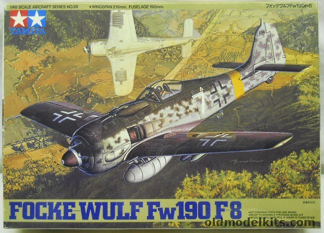 Tamiya 1/48 Focke-Wulf FW-190 F-8 - 2/SG4 Italy 1944 (Tropical Scheme) / I/SG2 Hungary Early 1945 (Winter) / 2/SG4 Italy 144 (Tropical) / I/SG2 Hungary Early '45 / Germany Spring 1945 - (FW190F8), 61039-1800 plastic model kit